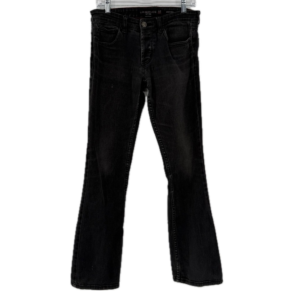Y2K Vintage Lip Service Rocker Denim Black Boot Cut Jeans Size 32 Goth Alt